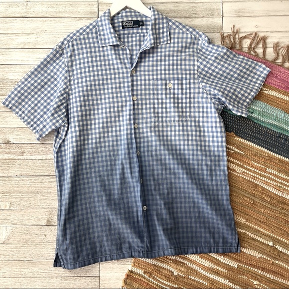 Polo by Ralph Lauren Camp Collar Ombré Gingham Plaid Shirt - Custom Dyed - Picture 15 of 15